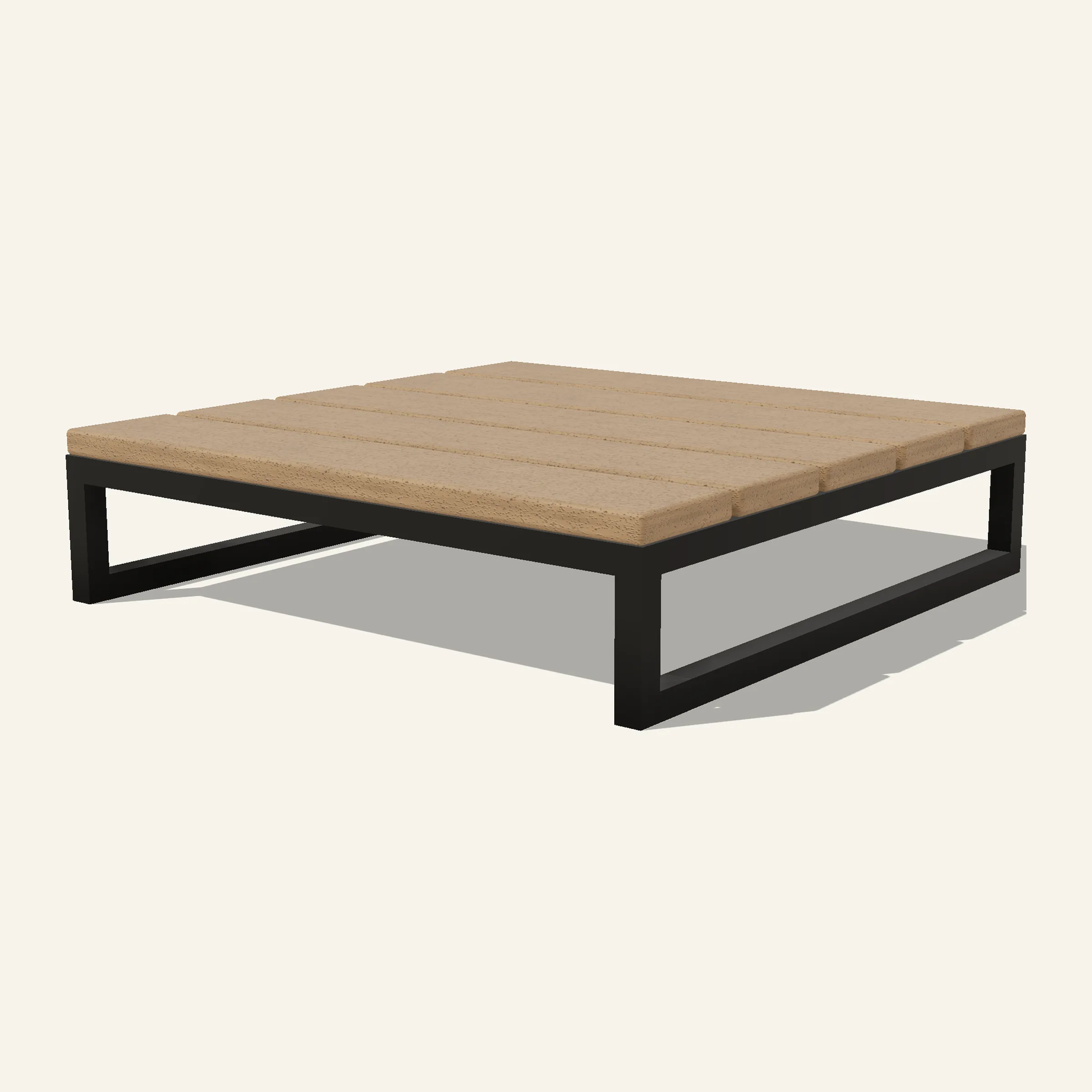 Low table, three-quarter.
