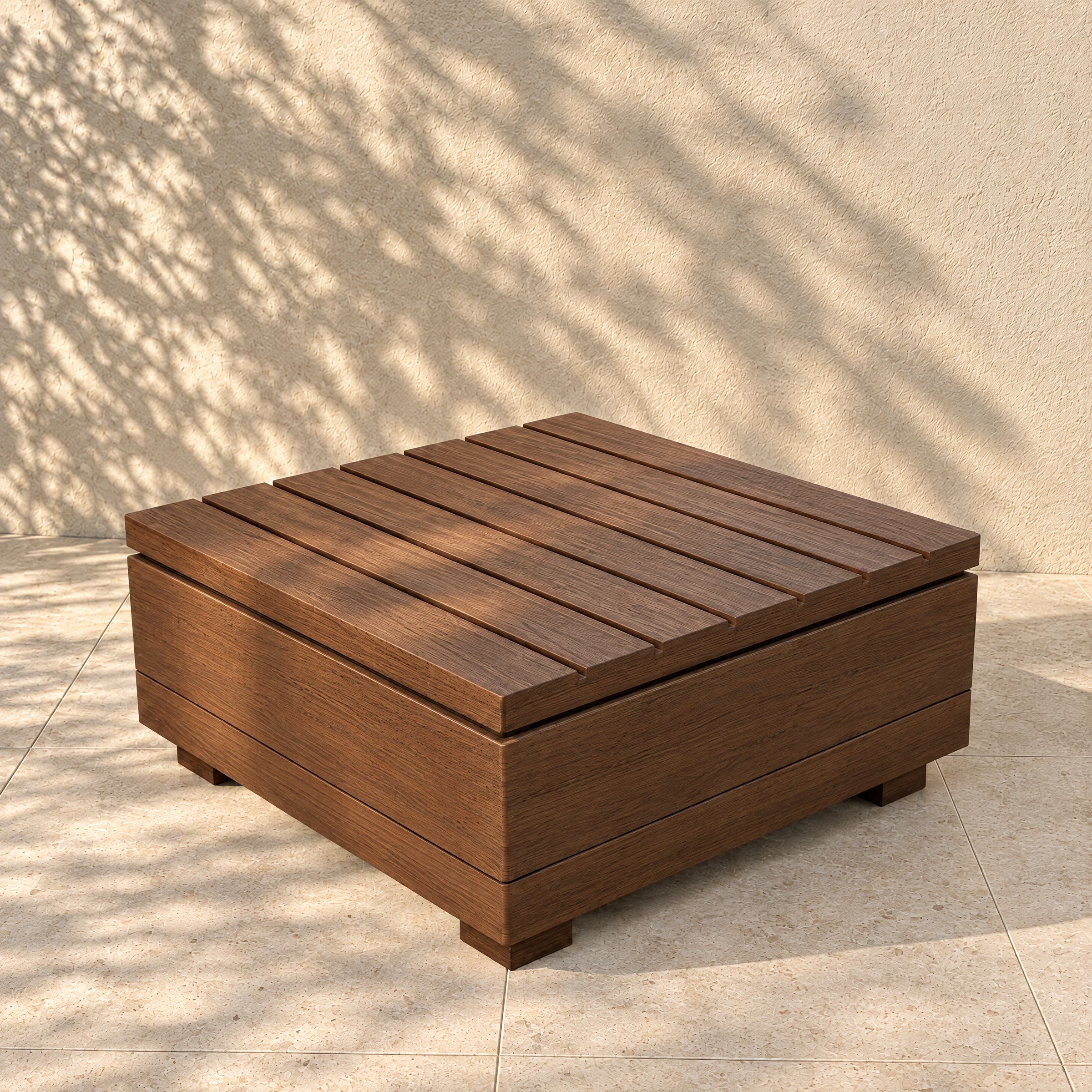 Low table, three-quarter.